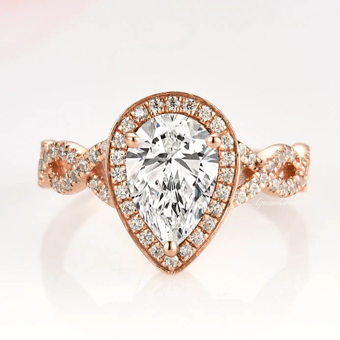 Nouveau Diamond (cz) Engagement Ring Set- 14K Rose Gold Vermeil - Image 8