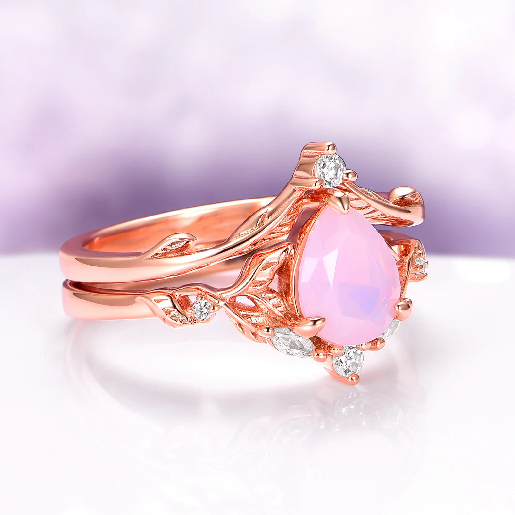Opalescent Pink Sapphire Engagement Ring Set in 14K Rose Gold Vermeil - Image 6