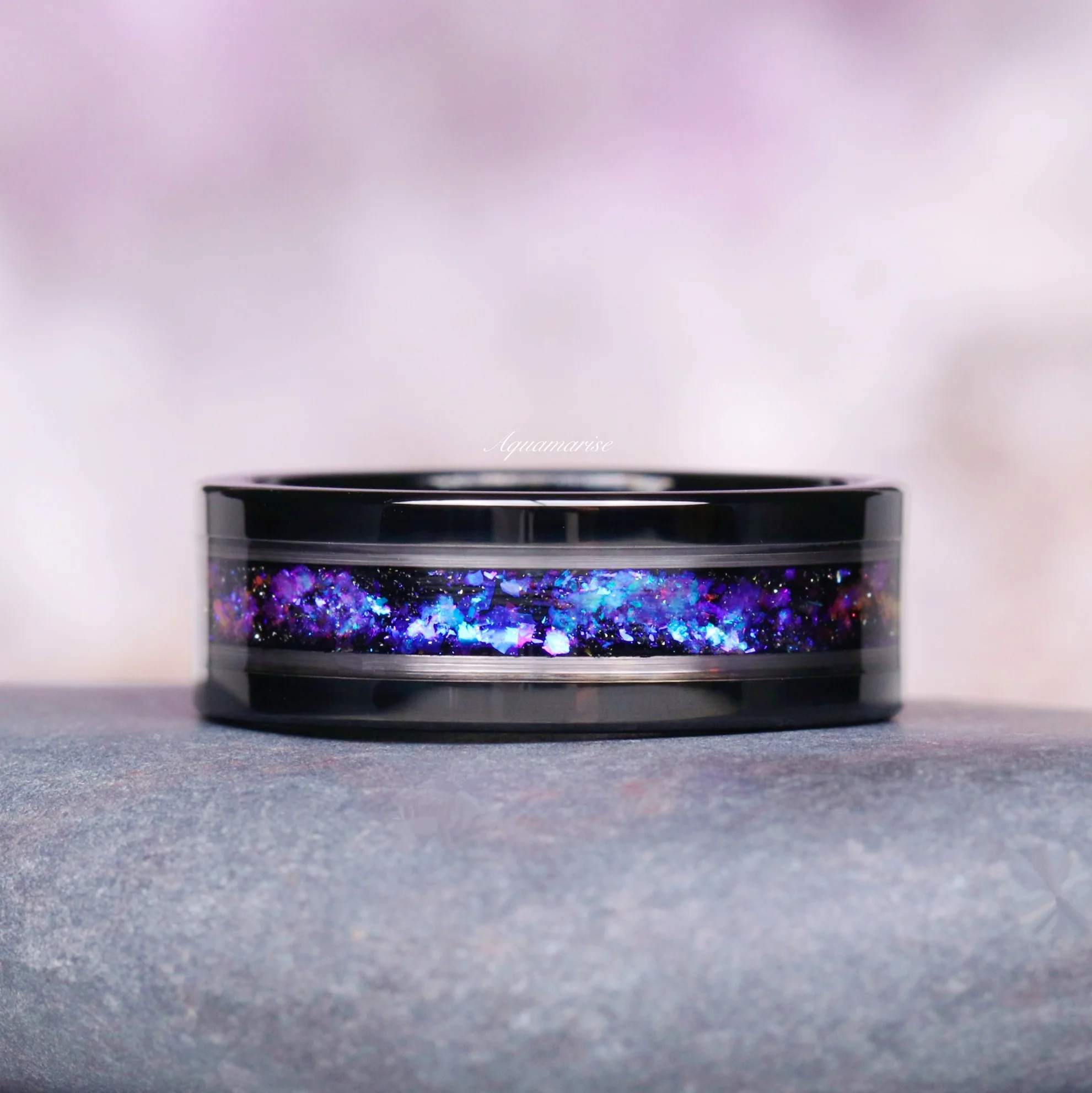 Orion Nebula™ & Cornflower Sapphire Leaf Couples Ring Set - Image 4