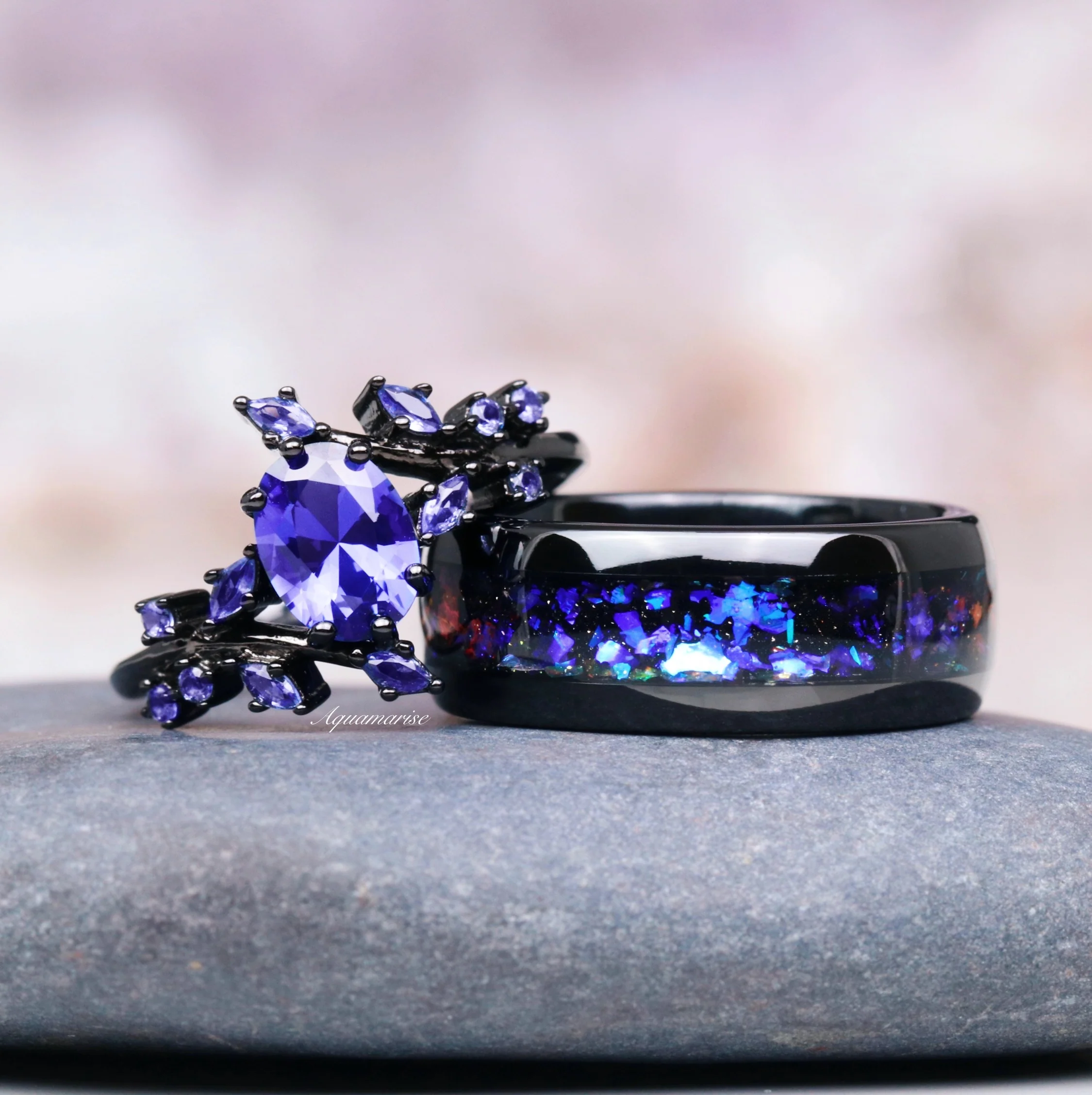 Orion Nebula™ Wedding Band- 8MM Black Tungsten - Image 2