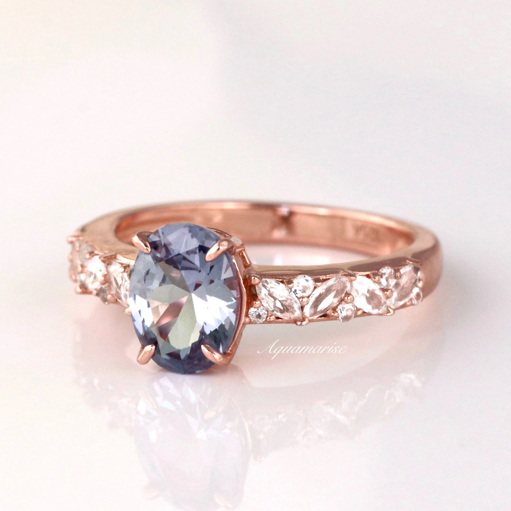 Tacori Alexandrite Ring- 14K Rose Gold Vermeil - Image 6