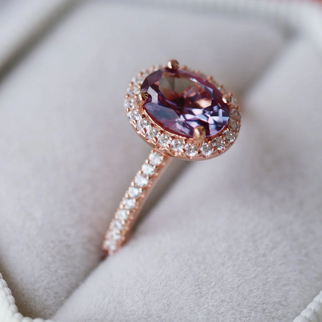 Iris Oval Alexandrite Ring in 14K Rose Gold Vermeil - Image 6