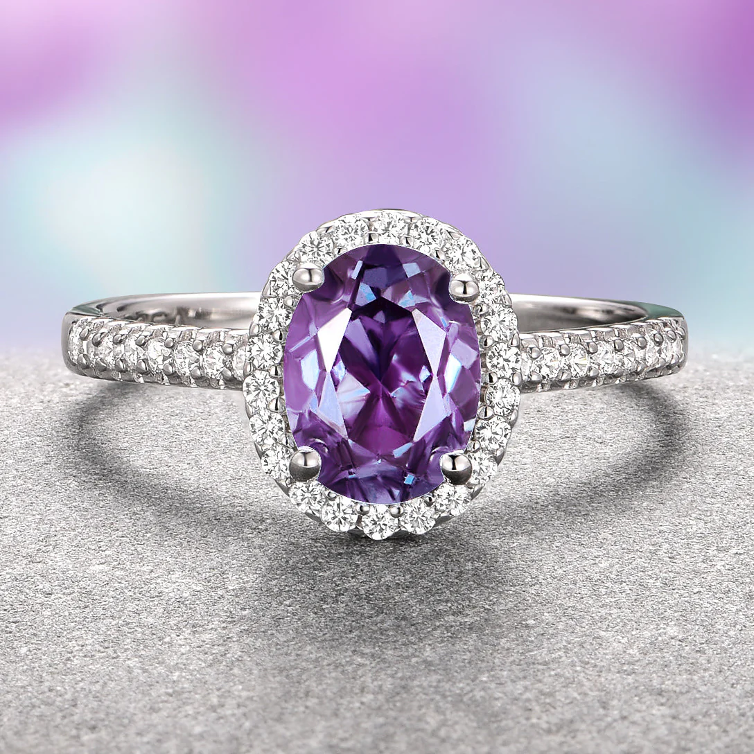 Iris Simulated Alexandrite Ring- Sterling Silver