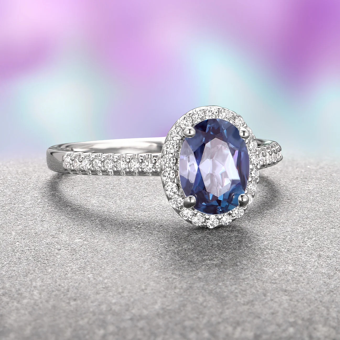 Iris Simulated Alexandrite Ring- Sterling Silver - Image 2