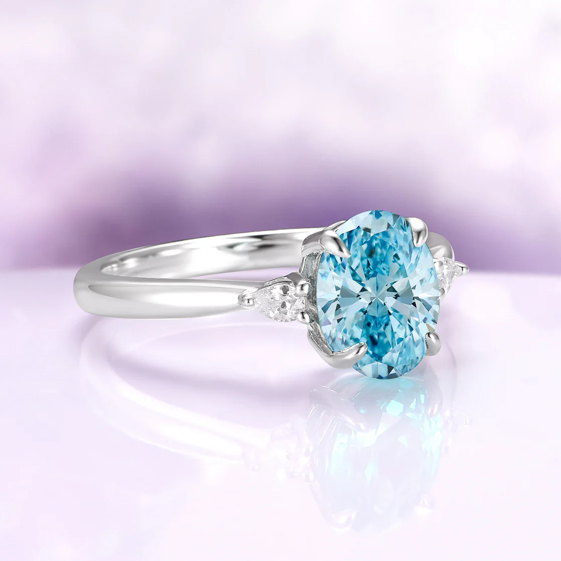 Oval Cut Natural Swiss Topaz Engagement Ring in Sterling Silver - Image 5