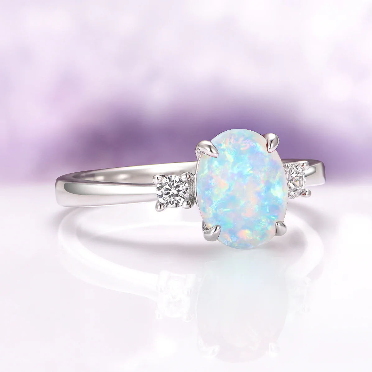 Everly White Fire Opal Ring in Sterling Silver - Image 5