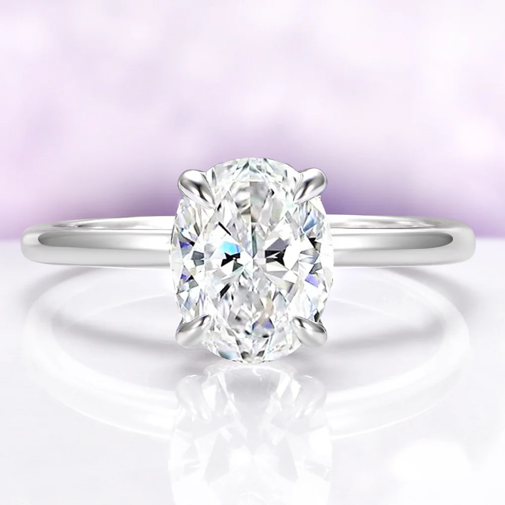 Oval Lab-Grown Diamond Engagement Ring in 14K White Gold (IGI Certified)