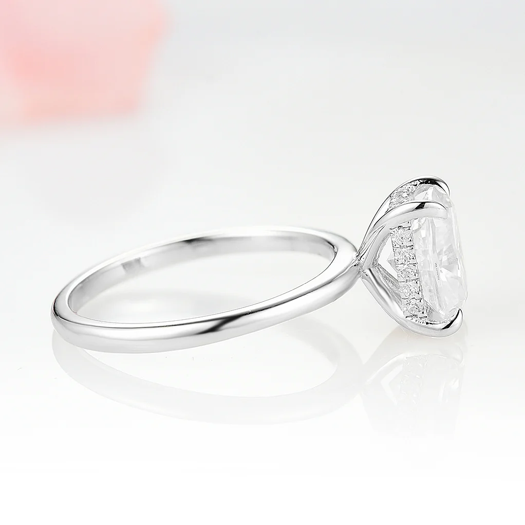 Oval Lab-Grown Diamond Engagement Ring in 14K White Gold (IGI Certified) - Image 4