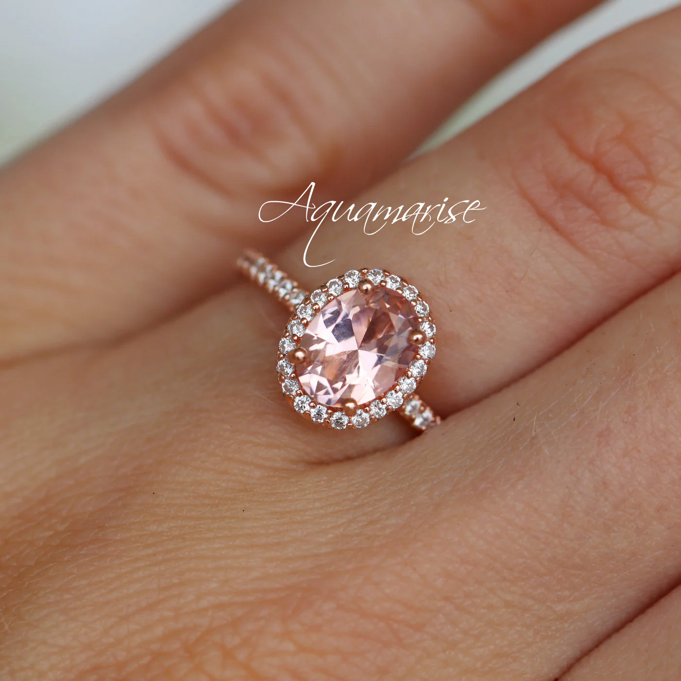 Iris Oval Morganite Ring in 14K Rose Gold Vermeil - Image 2