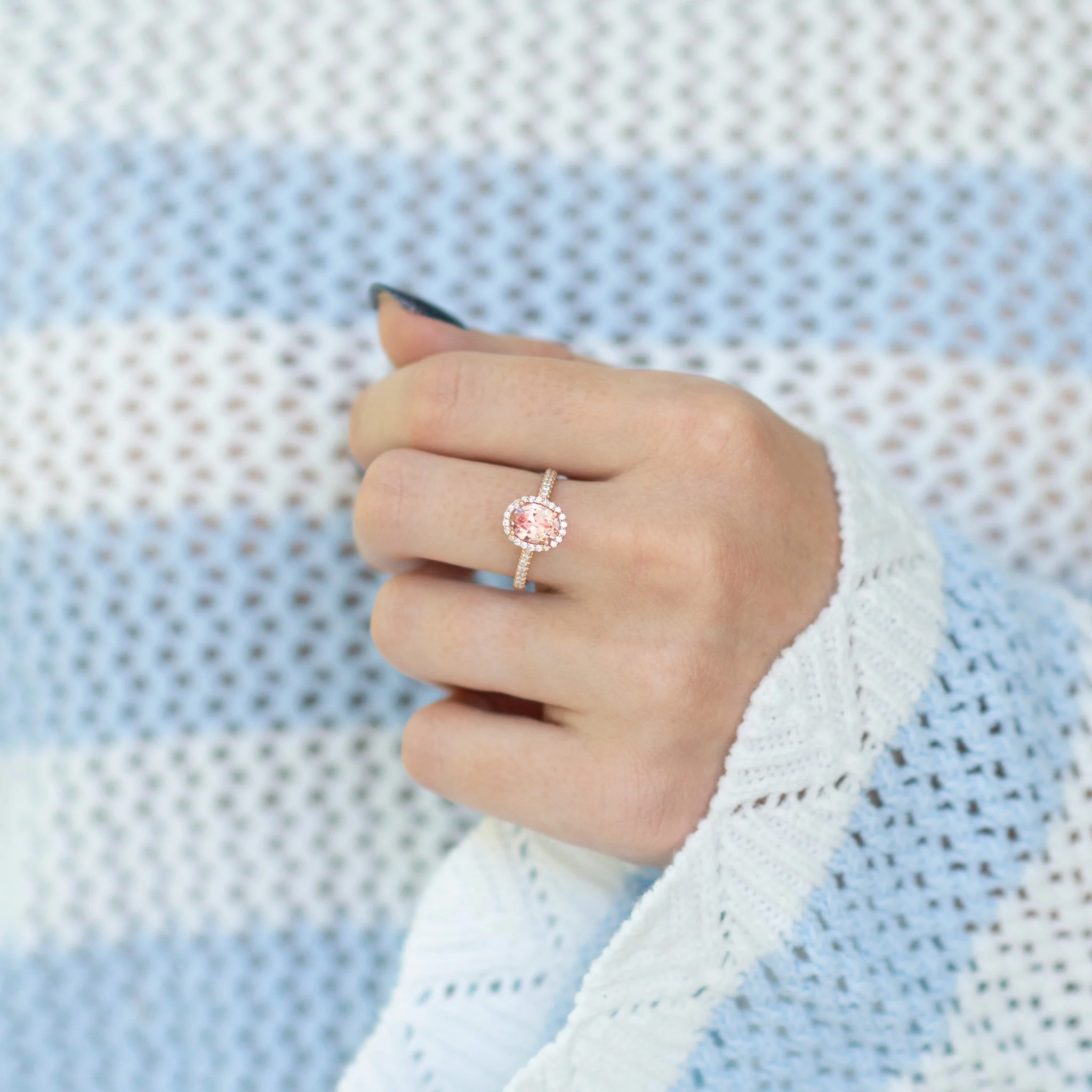 Iris Oval Morganite Ring in 14K Rose Gold Vermeil - Image 3
