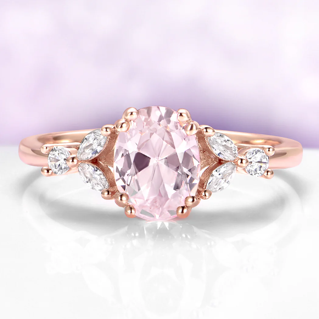 Vintage Morganite Ring in 14K Rose Gold Vermeil