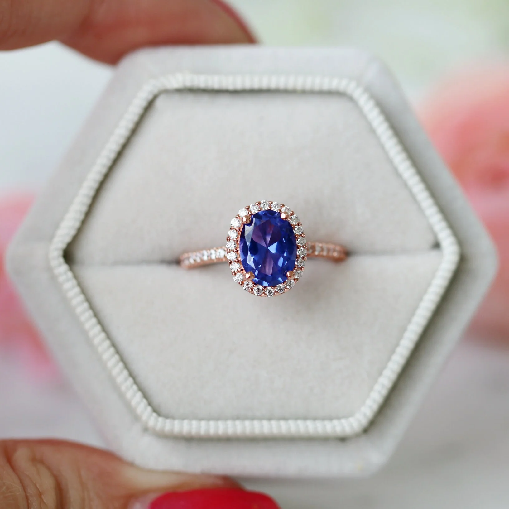 Iris Oval Tanzanite Ring in 14K Rose Gold Vermeil - Image 2