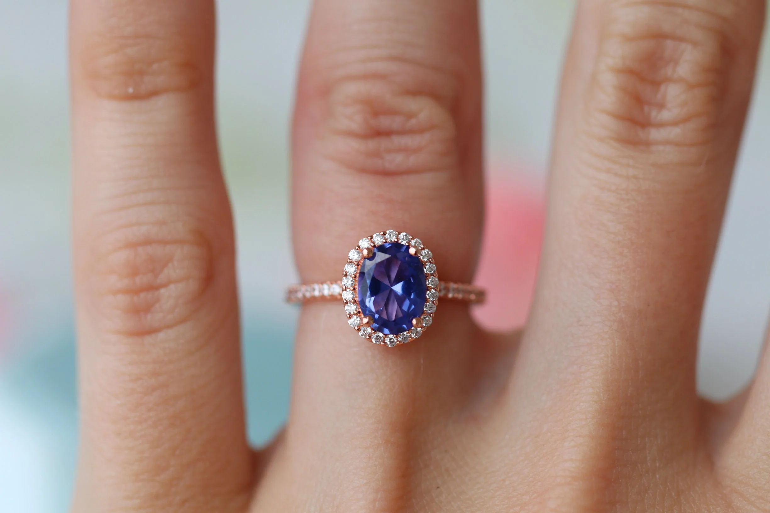 Iris Oval Tanzanite Ring in 14K Rose Gold Vermeil - Image 4