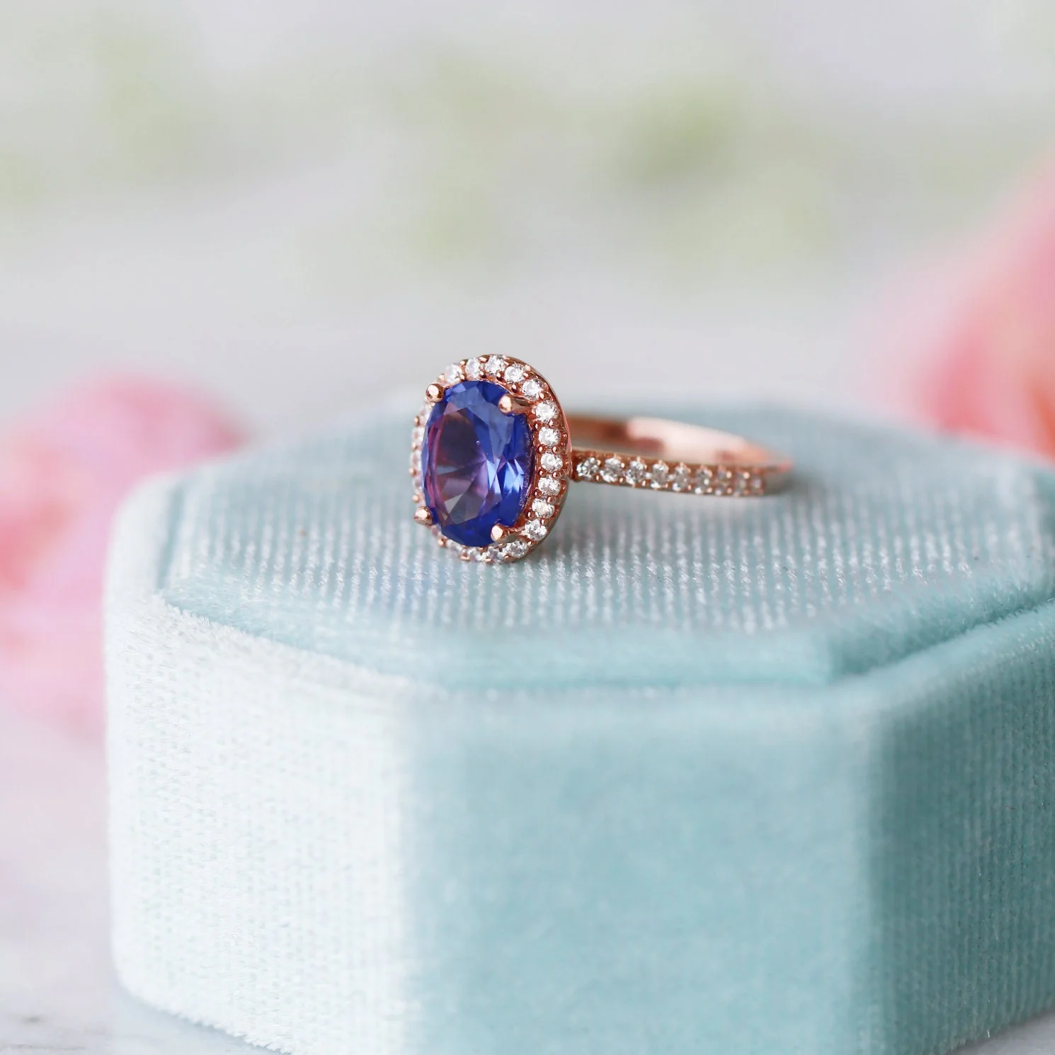 Iris Oval Tanzanite Ring in 14K Rose Gold Vermeil - Image 6