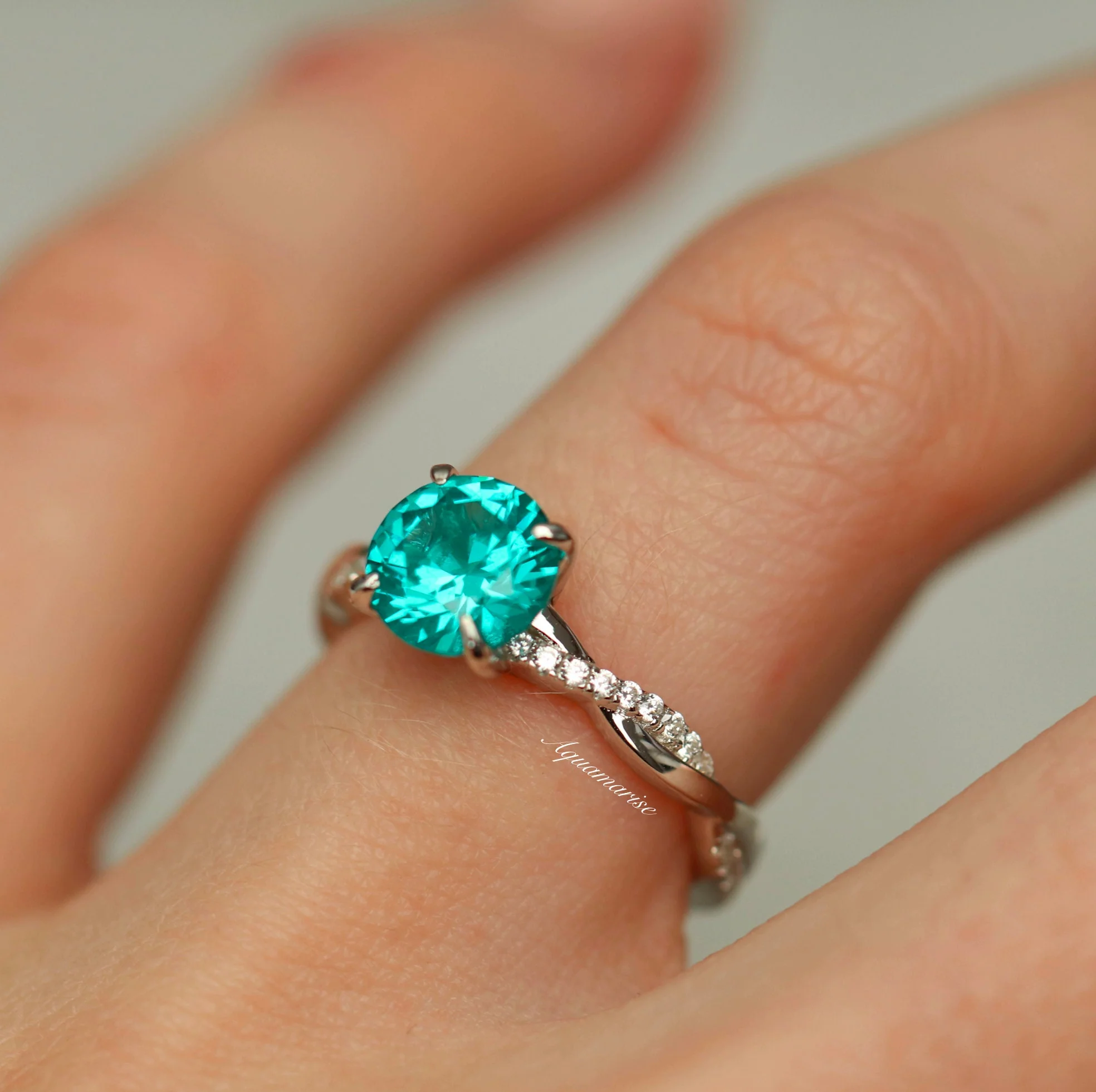 Sophia Paraiba Tourmaline Twisted Vine Ring in Sterling Silver - Image 3