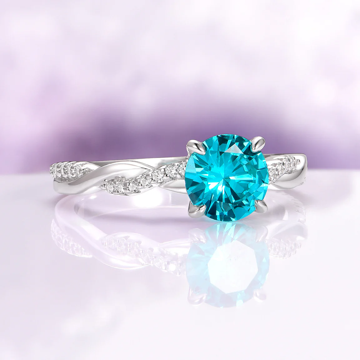 Sophia Paraiba Tourmaline Twisted Vine Ring in Sterling Silver - Image 4
