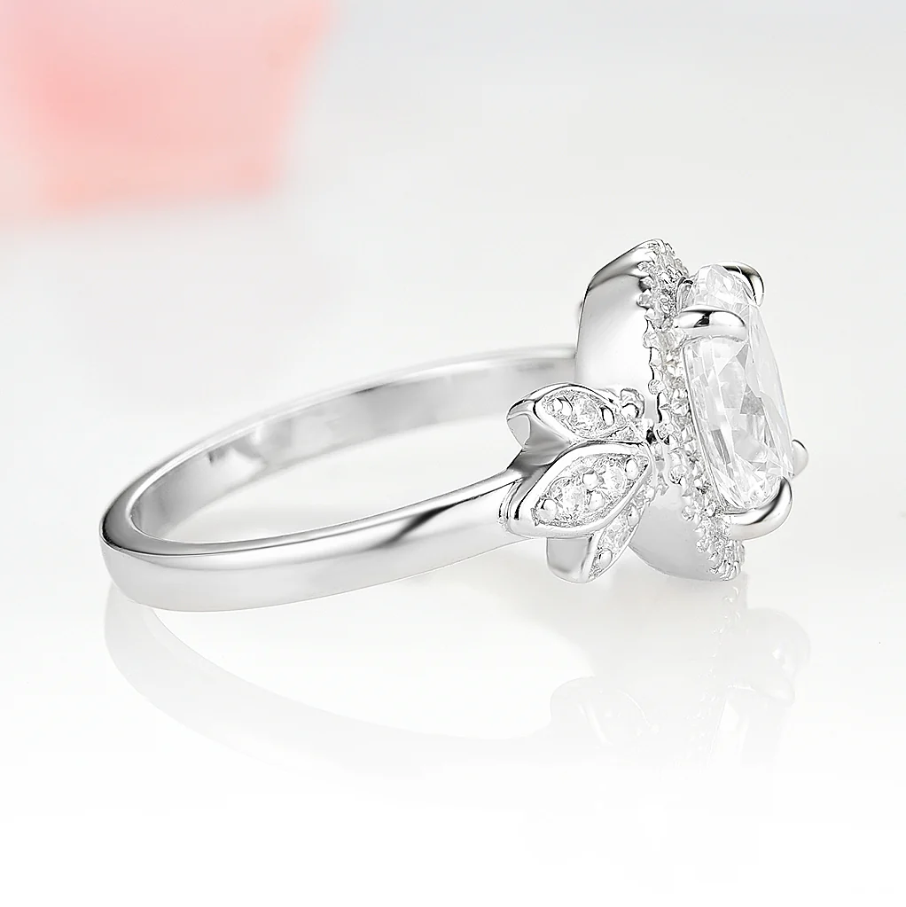 Peony Lab-Grown Diamond Engagement Ring- 14K White Gold (IGI Certified) - Image 4
