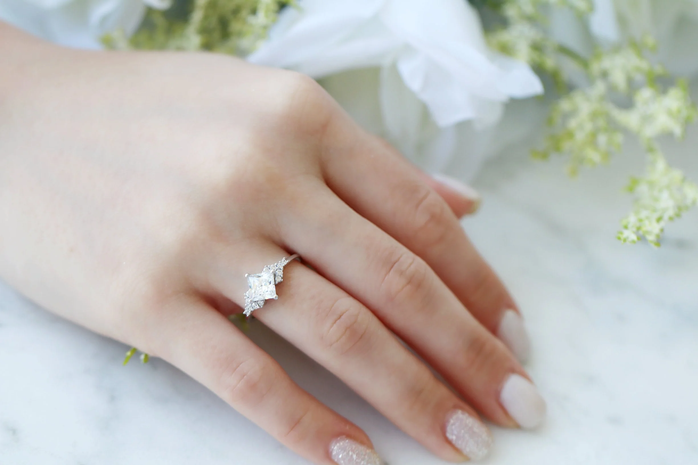 Ellie Simulated Diamond Engagement Ring in Sterling Silver - Image 3