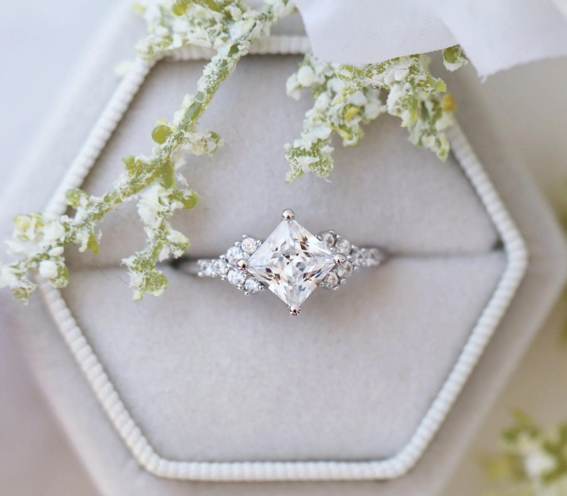 Ellie Simulated Diamond Engagement Ring in Sterling Silver - Image 4