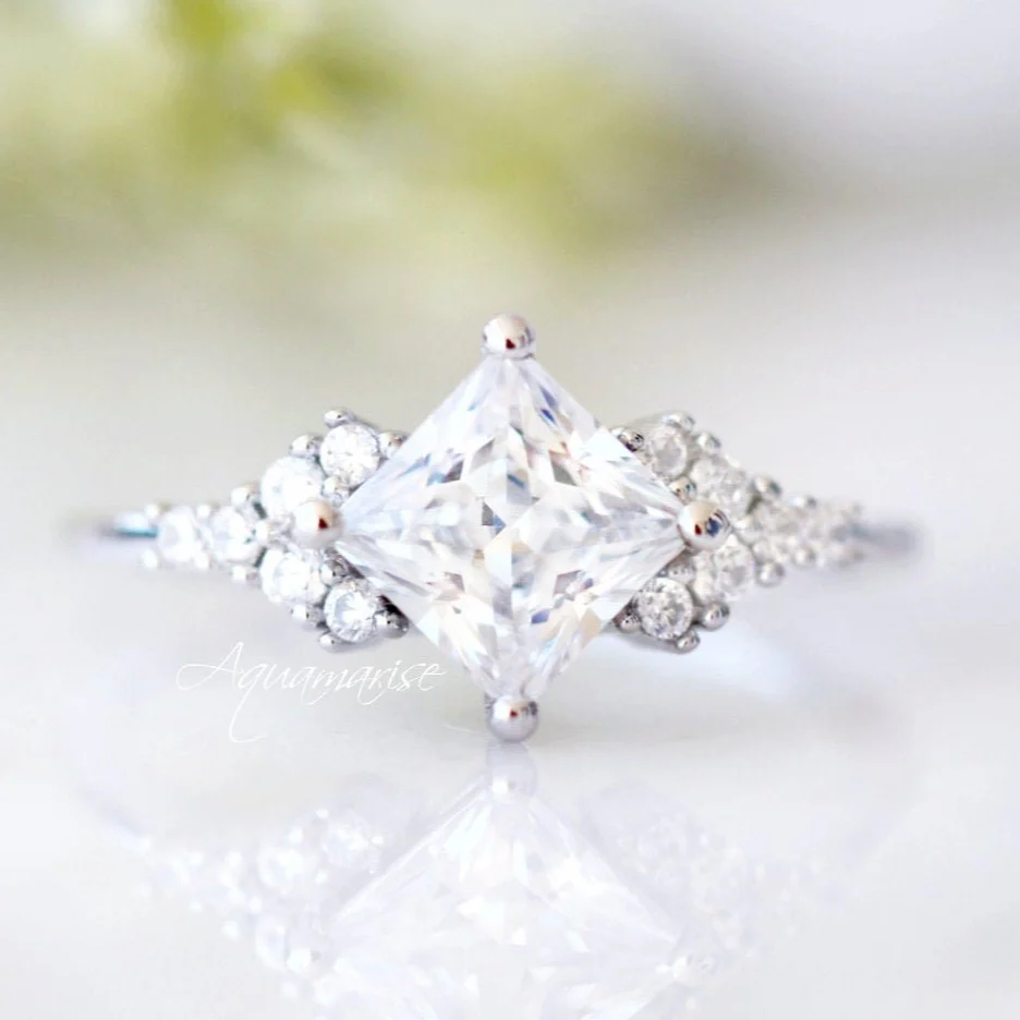 Ellie Simulated Diamond Engagement Ring in Sterling Silver - Image 5