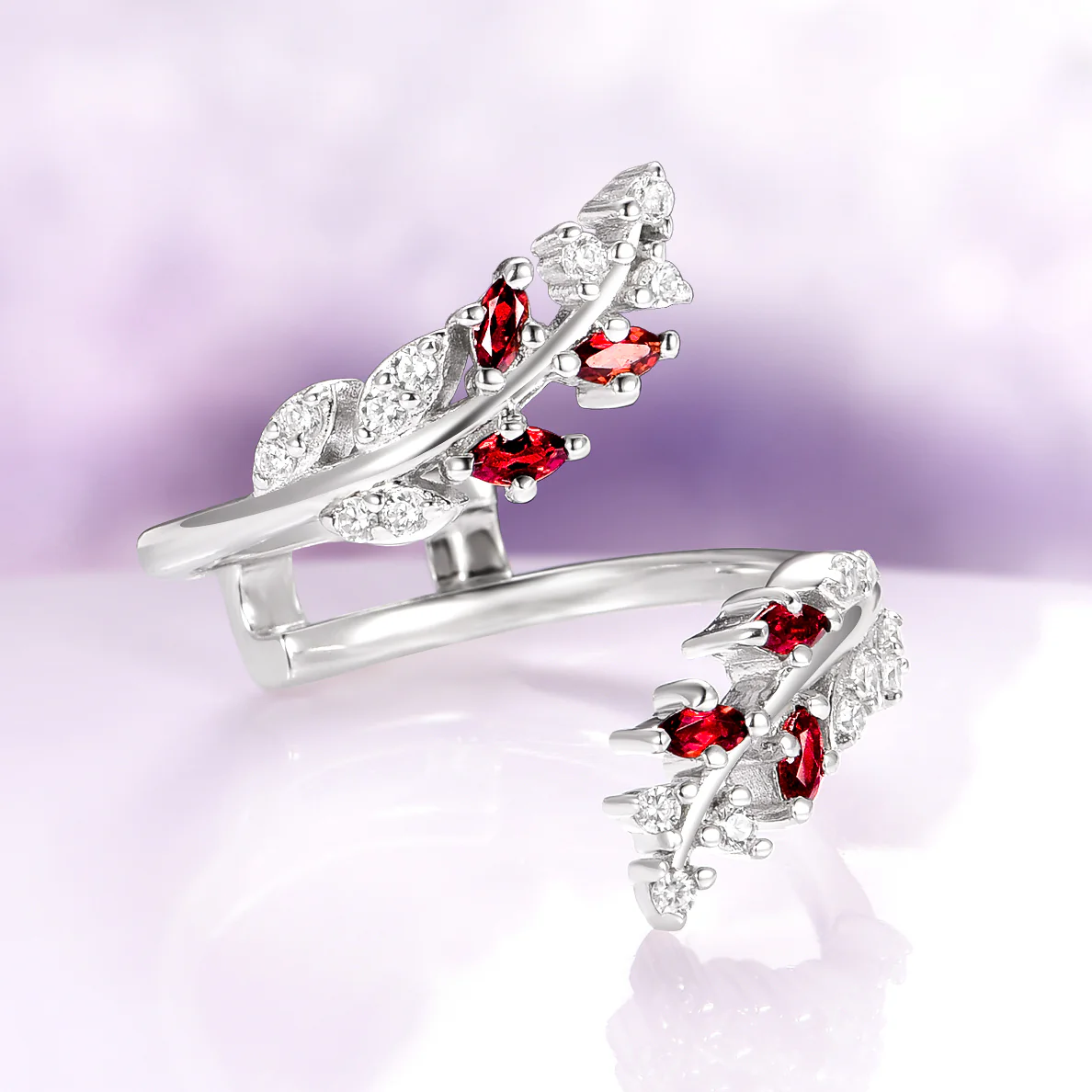 Unique Fireworks Cut Garnet & Whiskey Barrel Couples Ring Set - Image 9