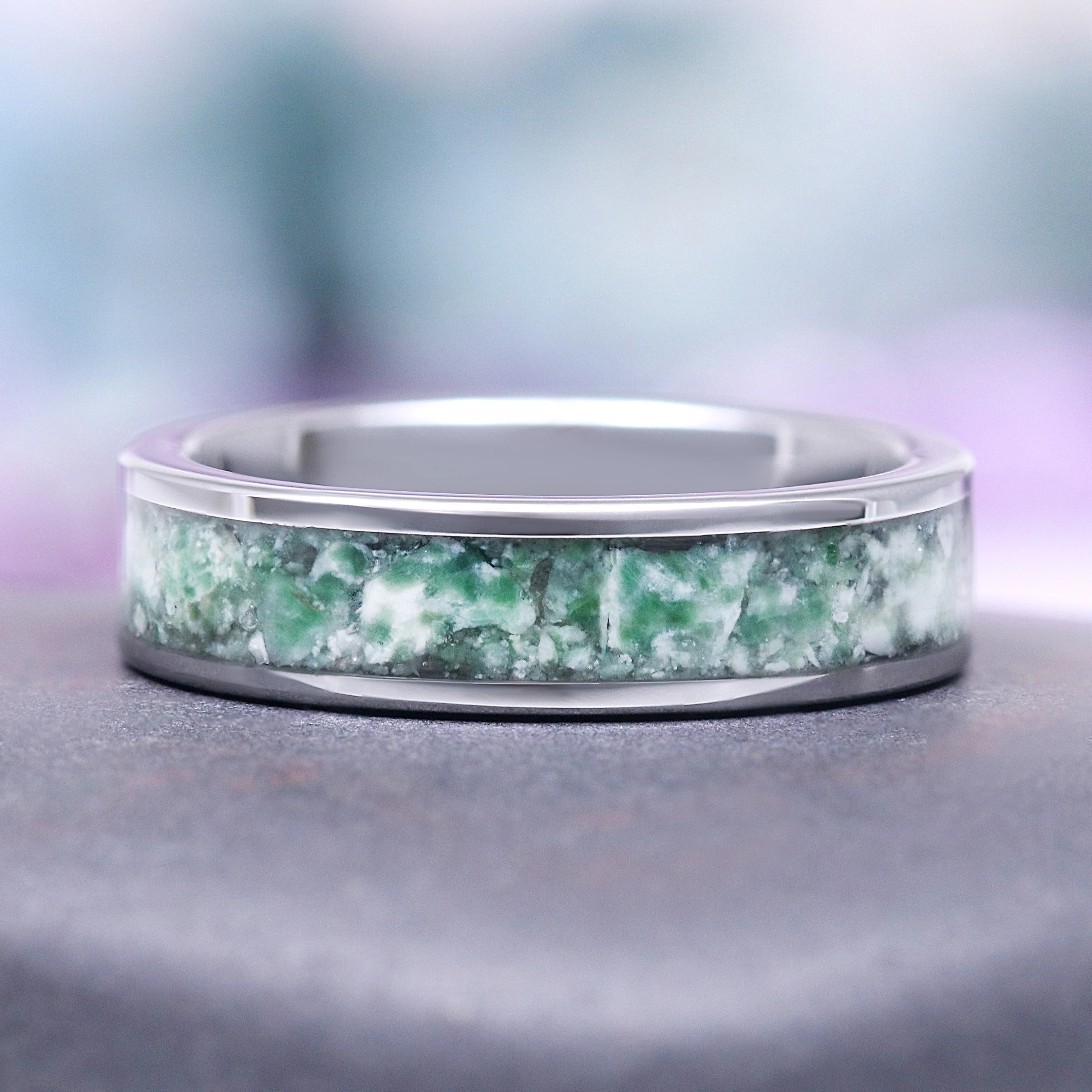 Rustic Moss Agate Couples Ring Set - Image 2