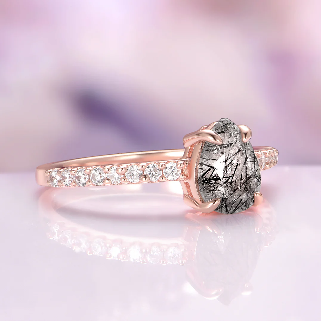 Rutilated Quartz Ring in 14K Rose Gold Vermeil - Image 3