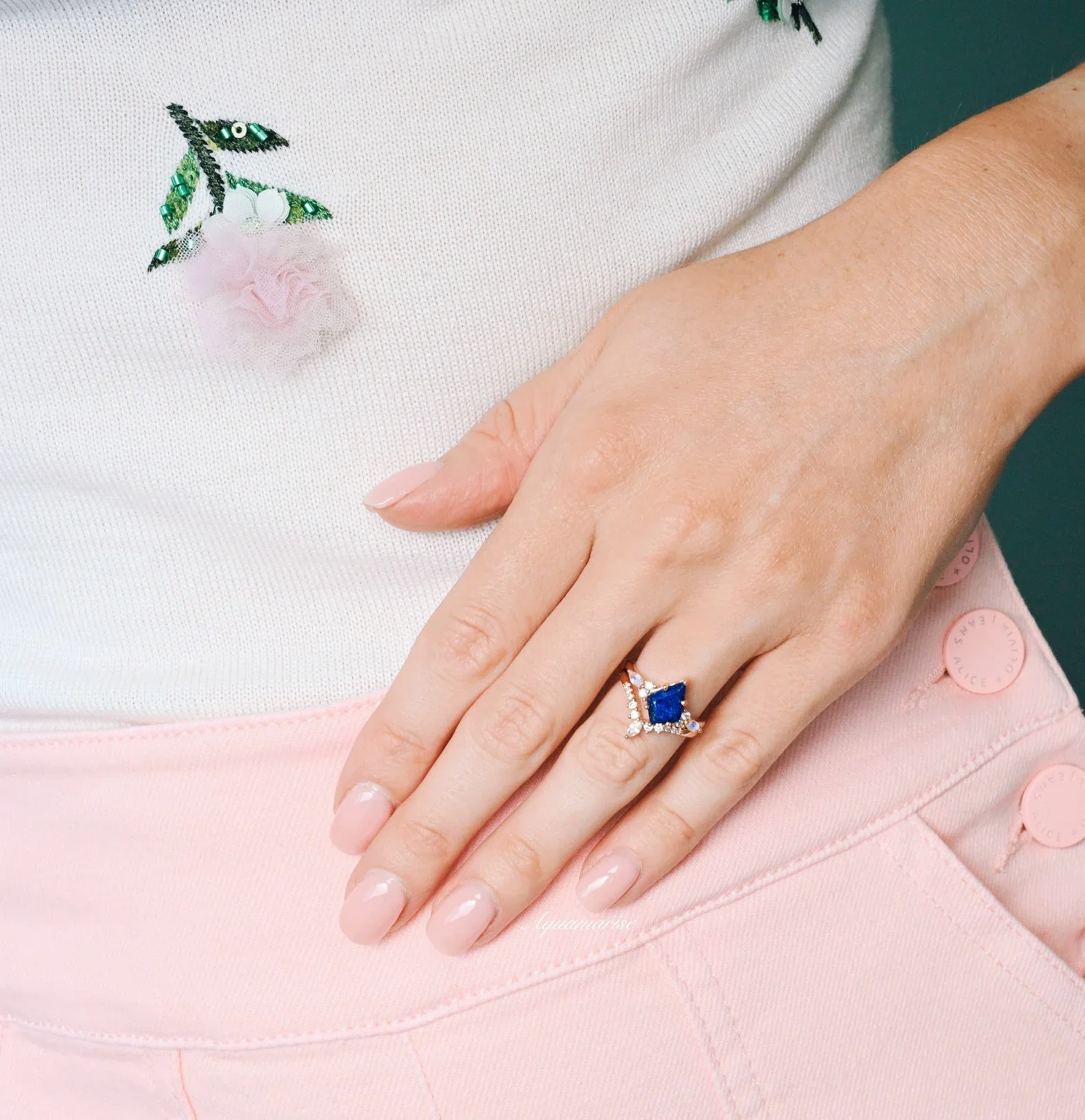 Skye Kite® Lapis Lazuli & Moonstone Couples Ring Set - Image 4