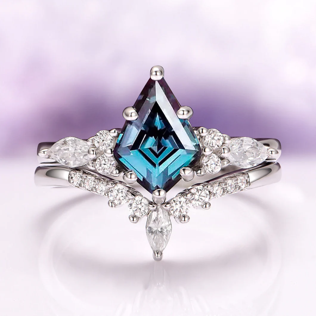 Skye Kite® Alexandrite Engagement Ring Set in 14K White Gold