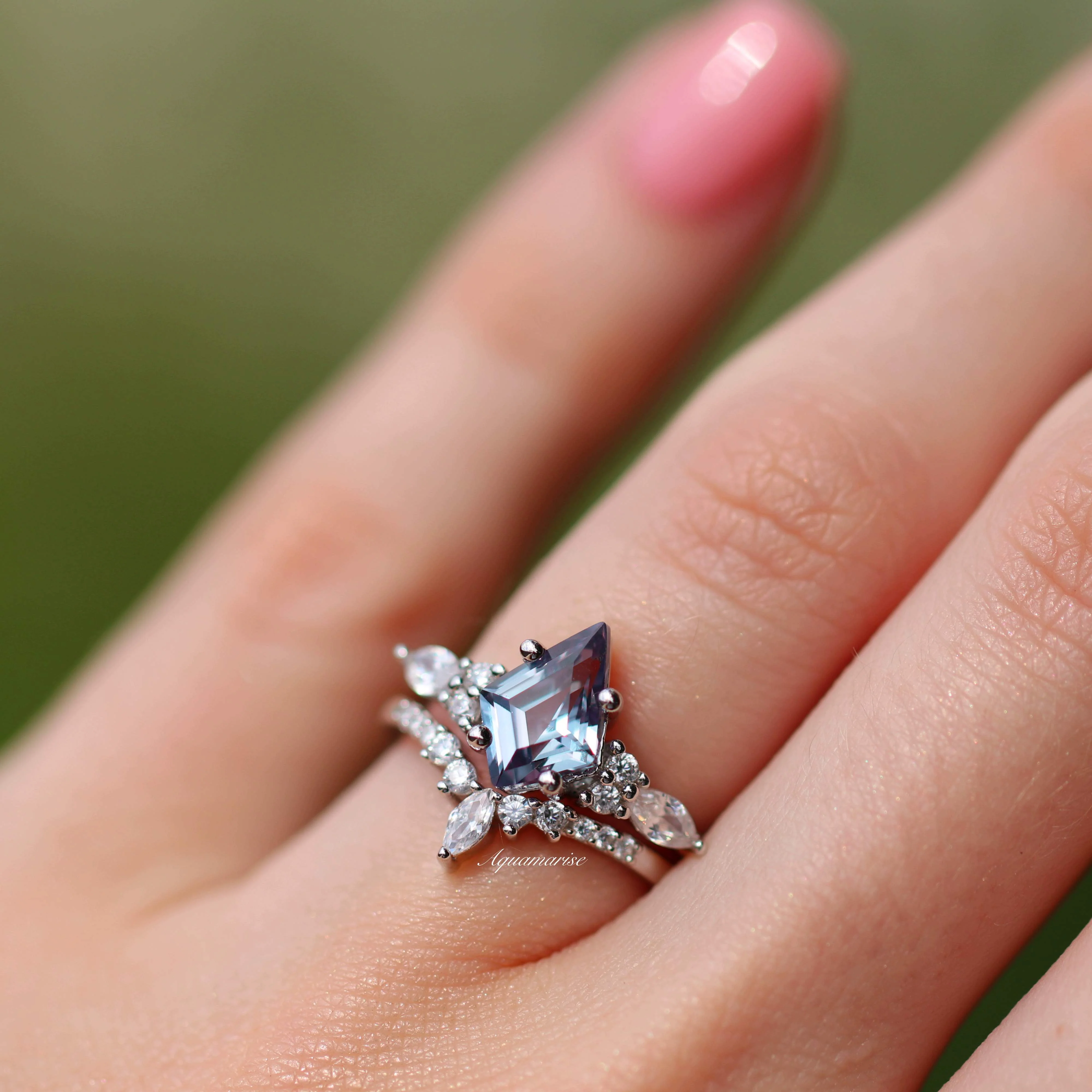 Skye Kite® Alexandrite Engagement Ring Set in 14K White Gold - Image 3