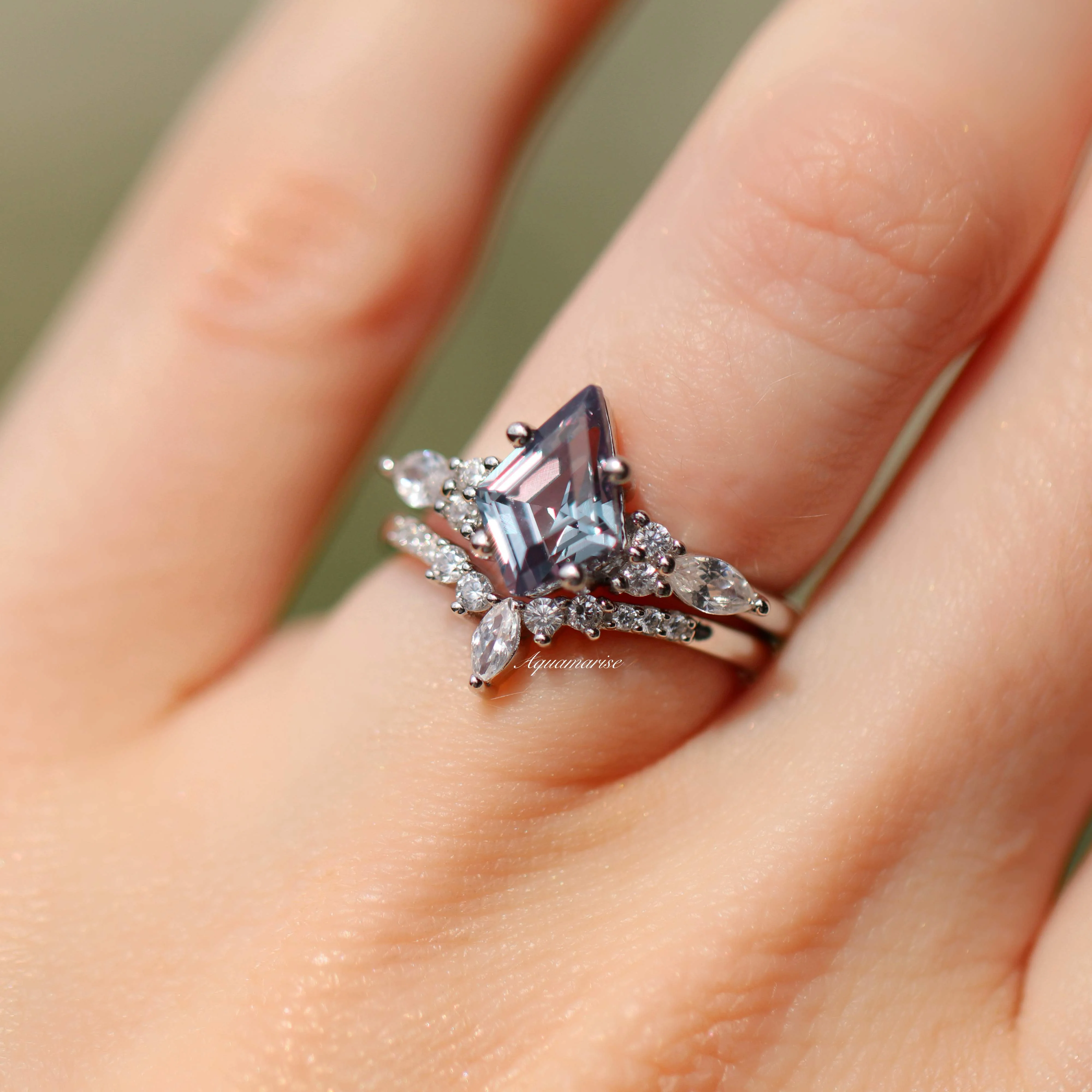 Skye Kite® Alexandrite Engagement Ring Set in 14K White Gold - Image 4