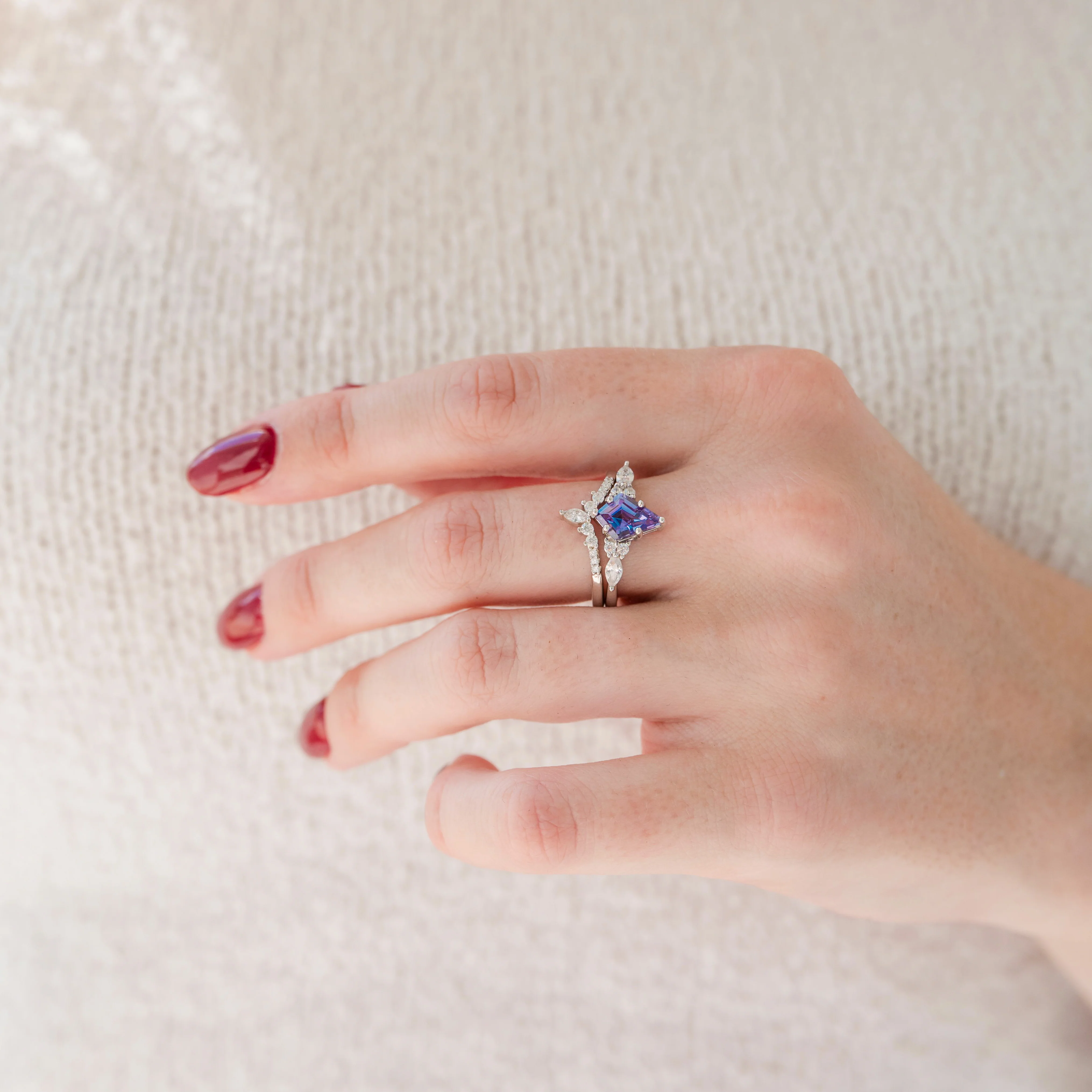 Skye Kite® Alexandrite Engagement Ring Set in 14K White Gold - Image 5