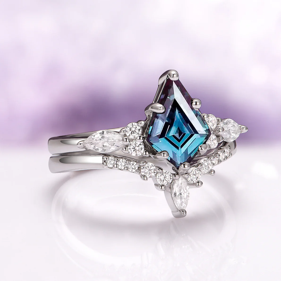 Skye Kite® Alexandrite Engagement Ring Set in 14K White Gold - Image 6