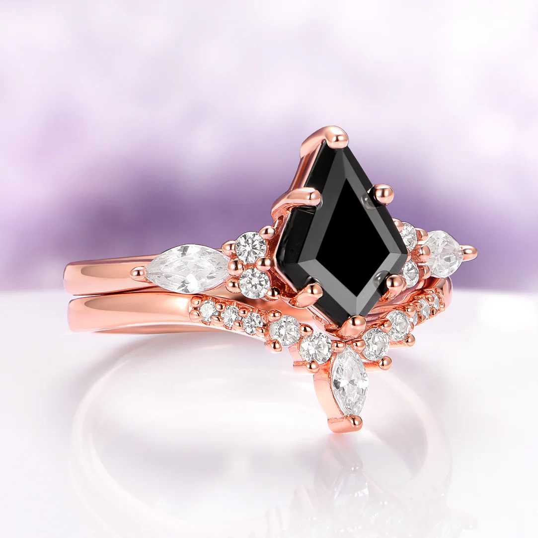 Skye Kite® Black Onyx Engagement Ring Set in 14K Solid Rose Gold - Image 4