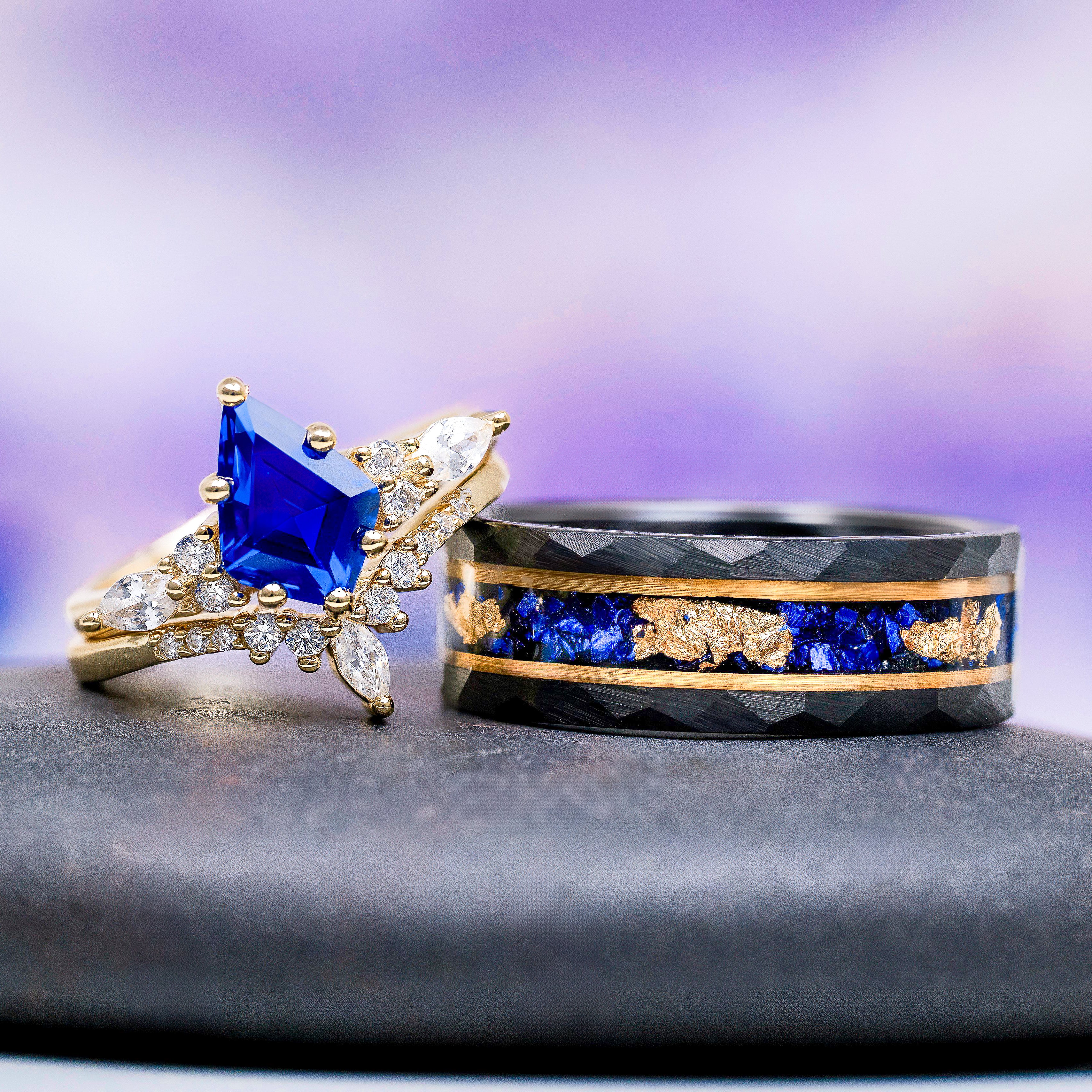 Skye Kite® Blue Sapphire Ring Set in 14K Solid Yellow Gold - Image 2
