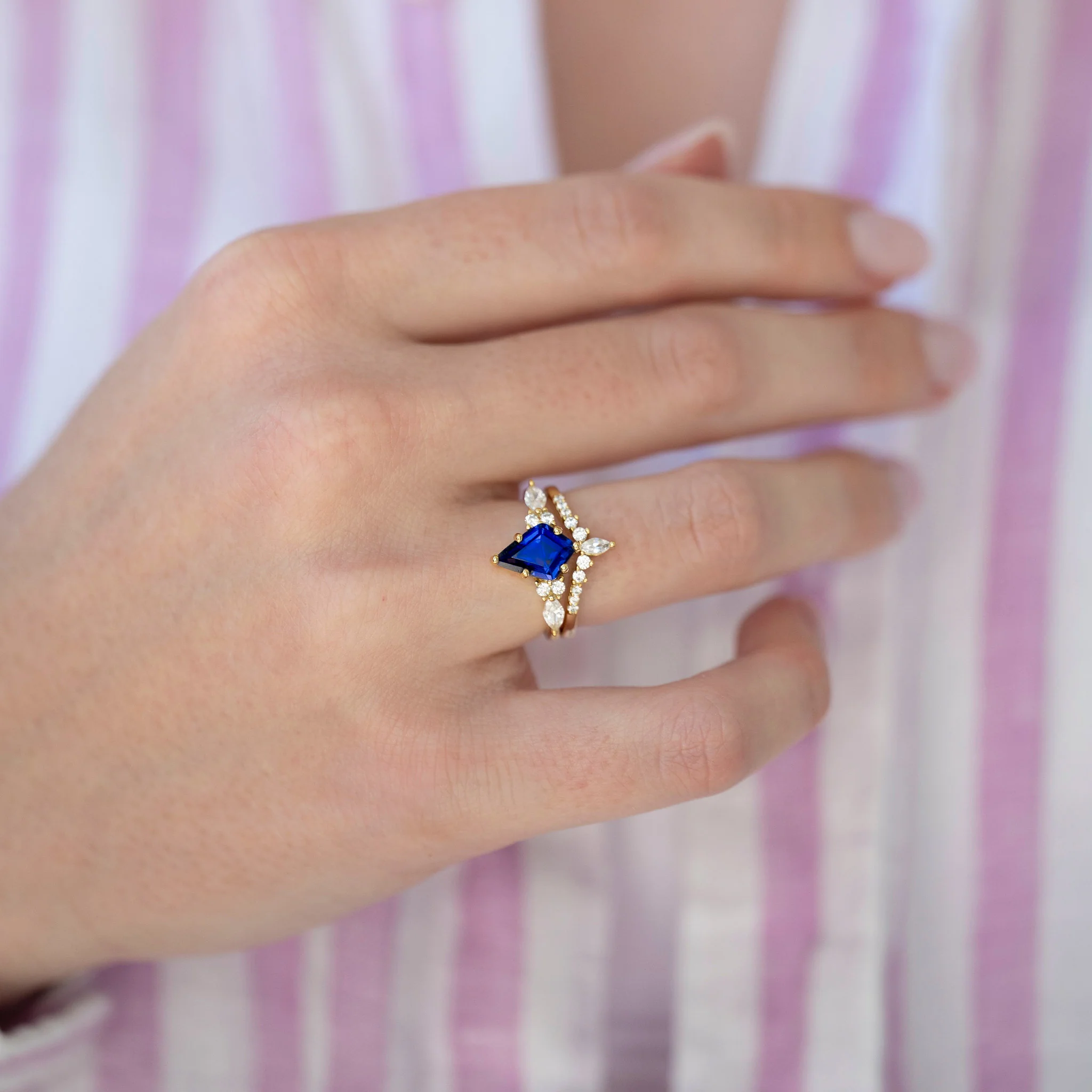 Skye Kite® Blue Sapphire Ring Set in 14K Solid Yellow Gold - Image 3