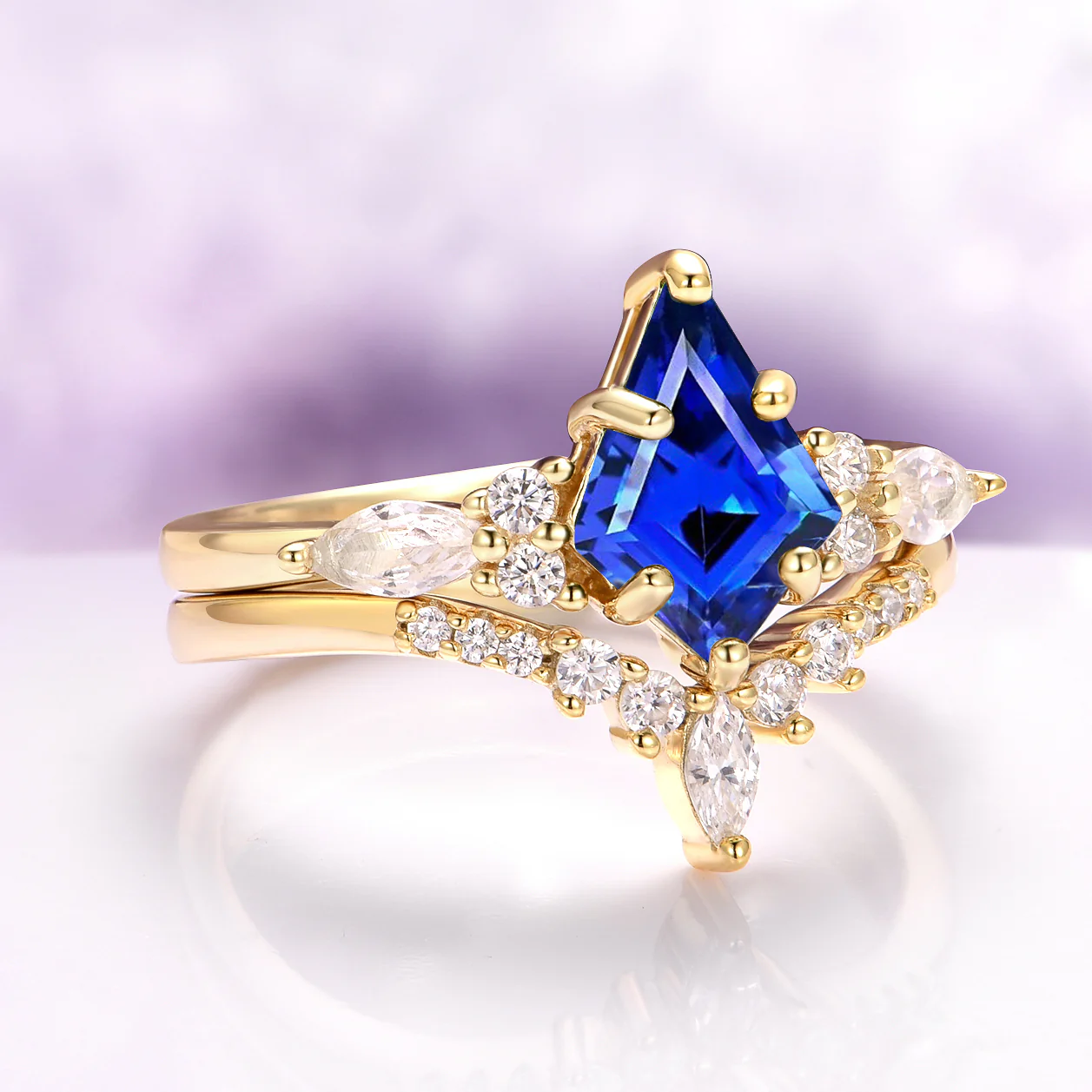 Skye Kite® Blue Sapphire Ring Set in 14K Solid Yellow Gold - Image 5