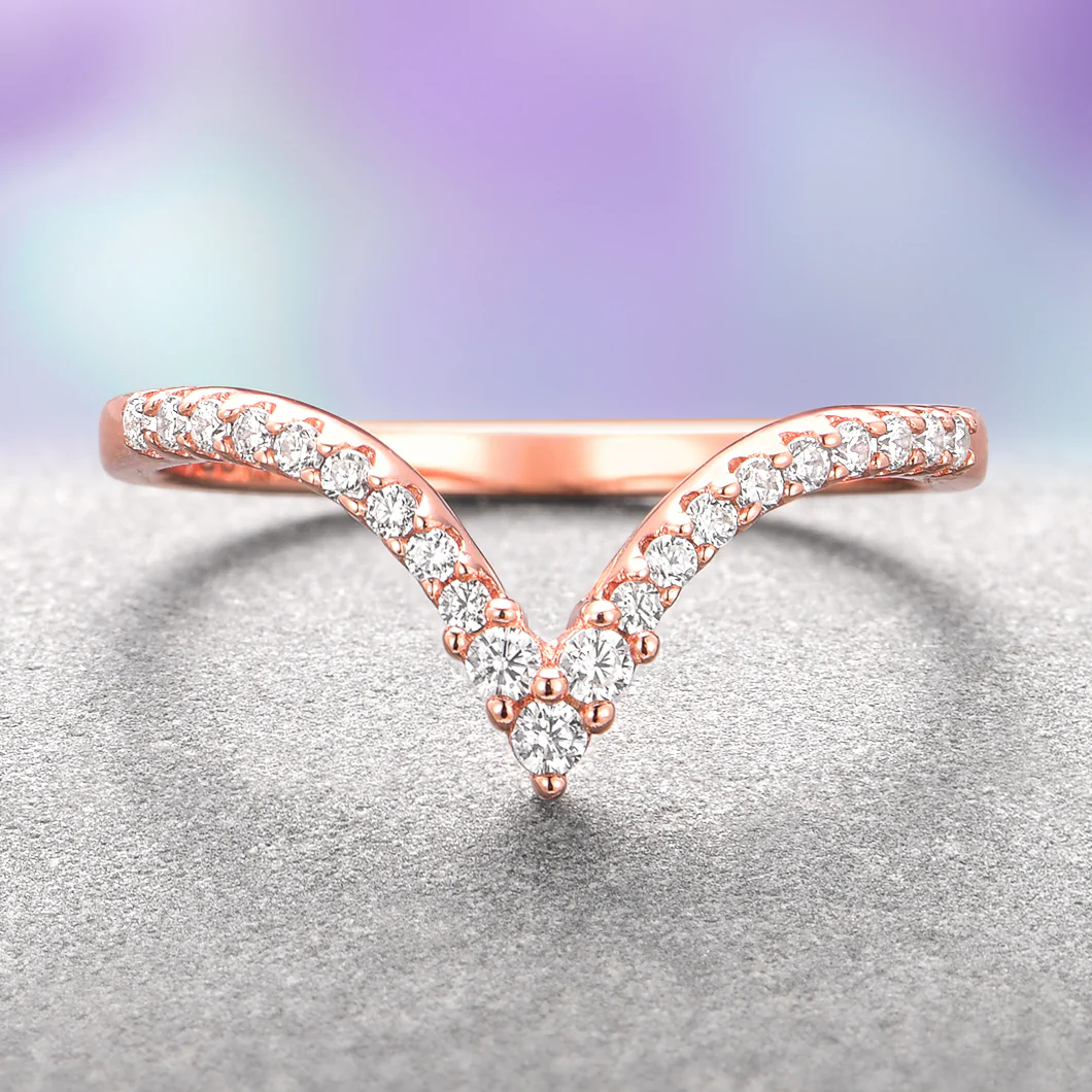 Skye Kite® Chevron Stacking Wedding Band in 14K Solid Rose Gold - Image 3