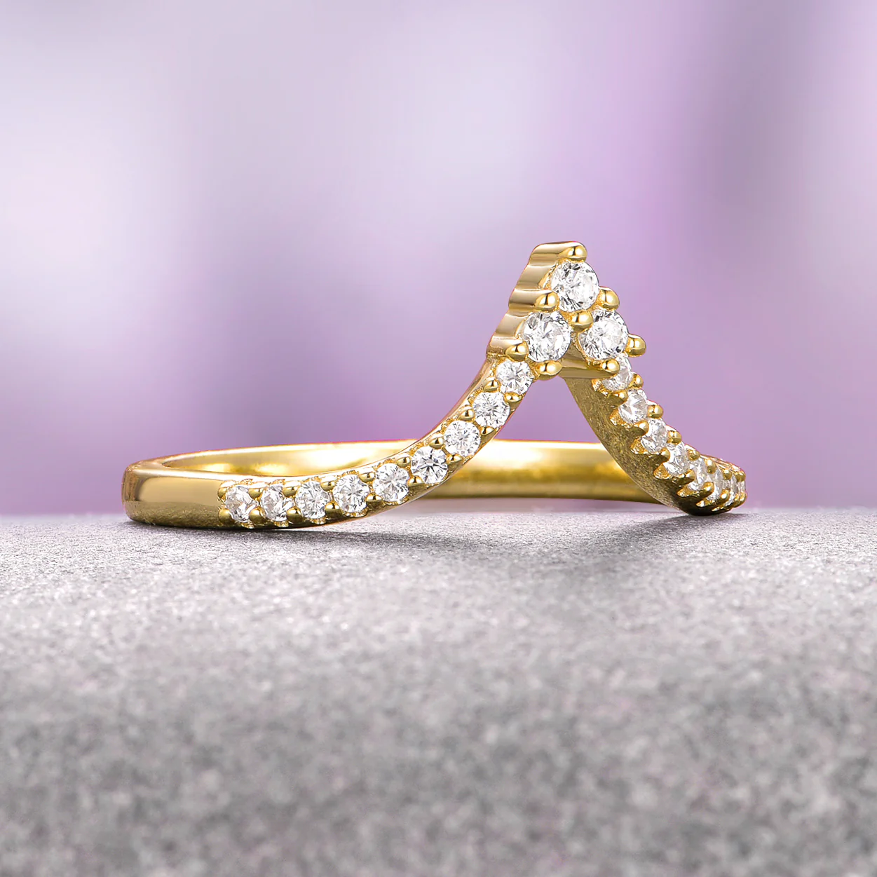 Skye Kite® Chevron Stacking Wedding Band in 14K Solid Yellow Gold - Image 3