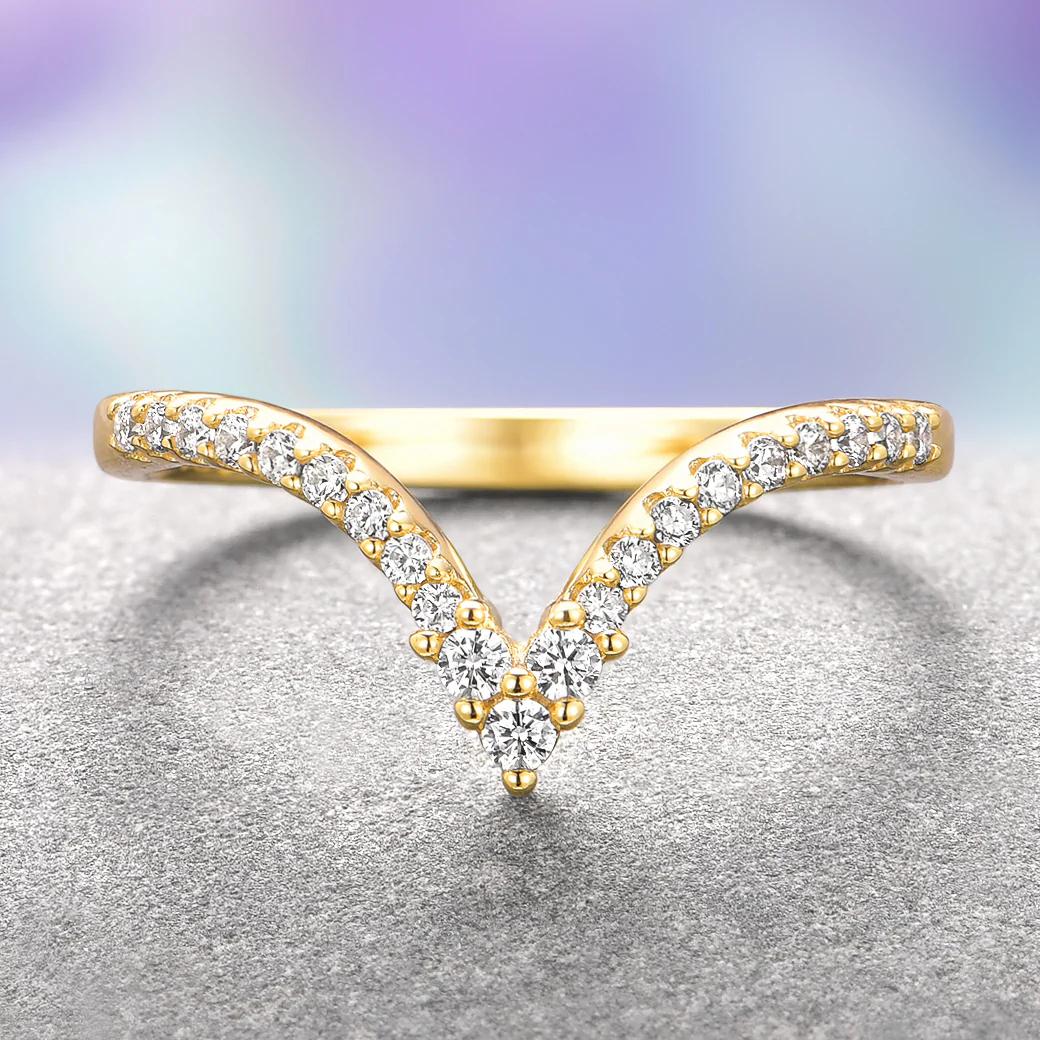 Skye Kite® Chevron Stacking Wedding Band in 14K Solid Yellow Gold - Image 4