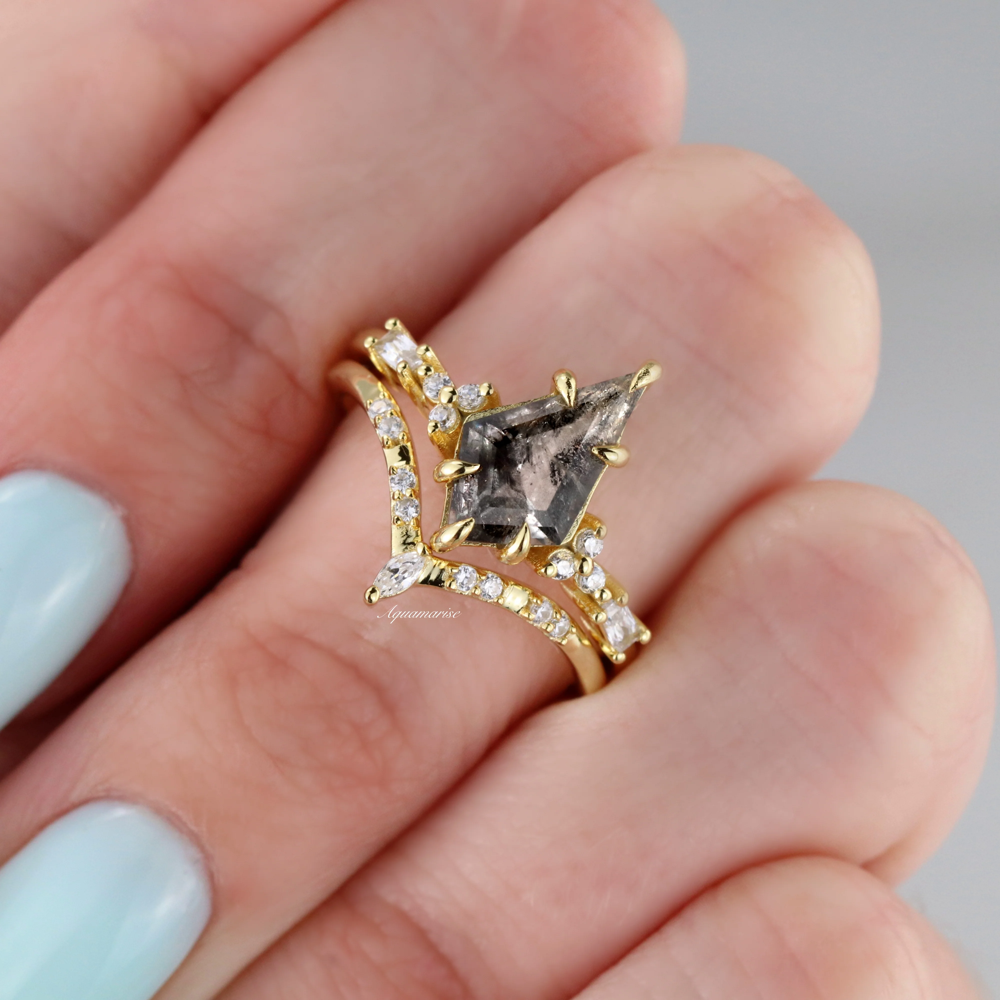 Skye Kite® Galaxy Herkimer Diamond & Meteorite Couples Ring Set - Image 9