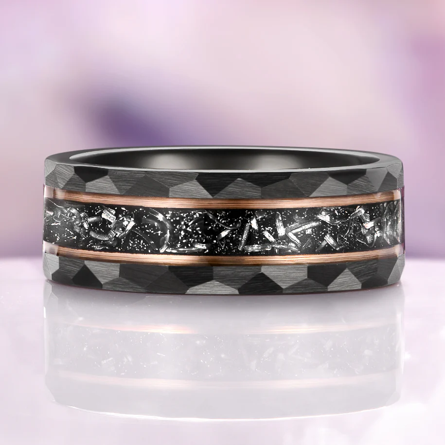 Skye Kite® Galaxy Salt & Pepper (Herkimer) Diamond & Meteorite Couples Ring Set - Image 12