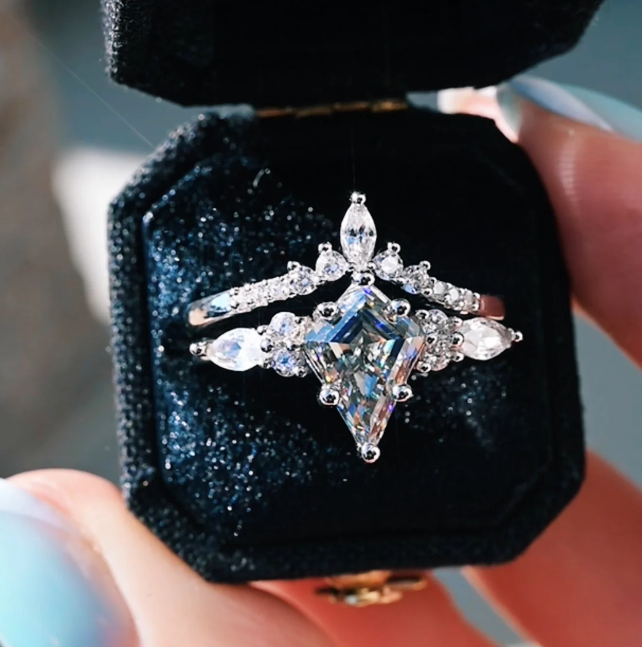 Skye Kite®  Gray Moissanite Engagement Ring Set in 14K White Gold - Image 2