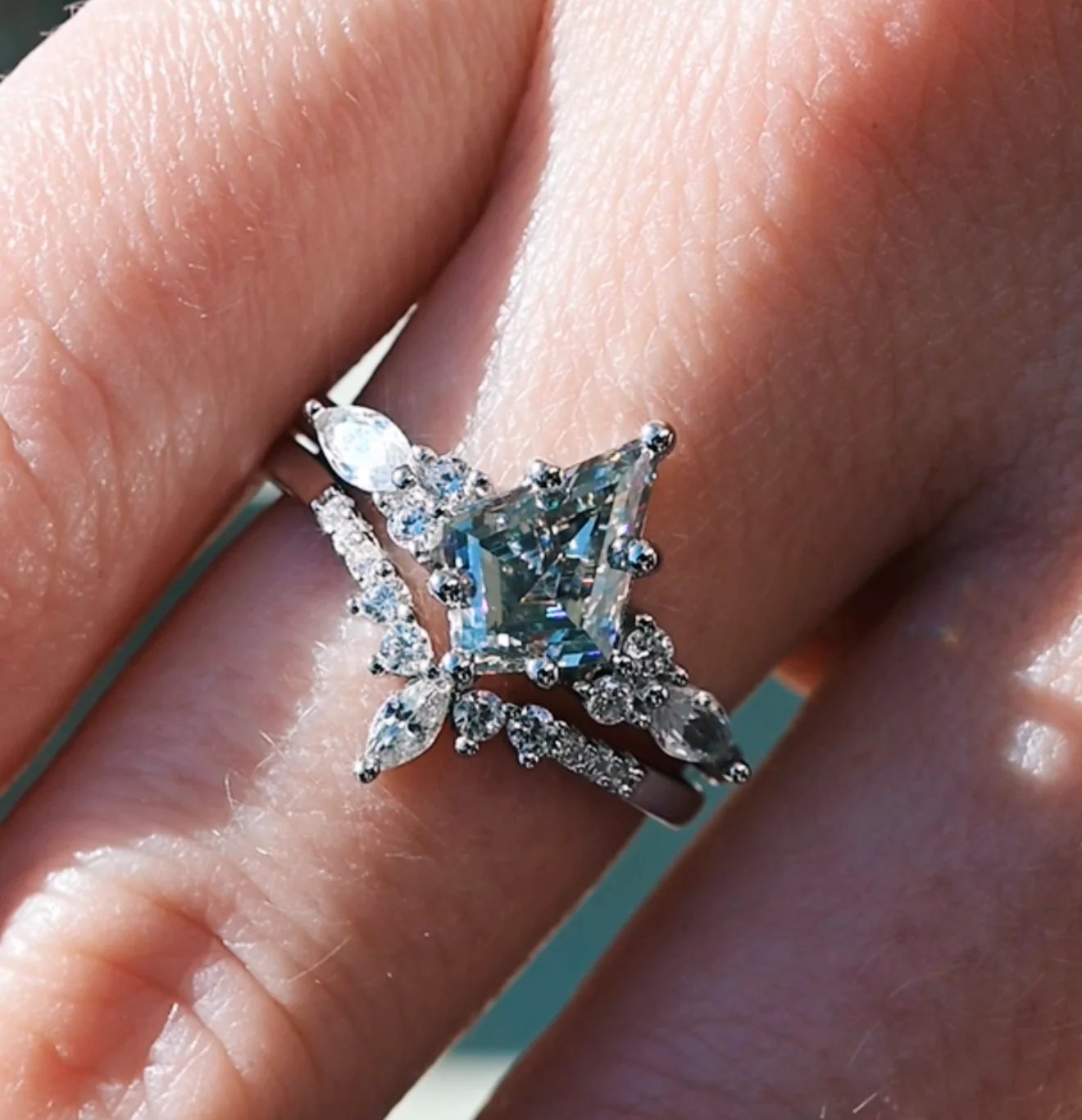 Skye Kite®  Gray Moissanite Engagement Ring Set in 14K White Gold - Image 3
