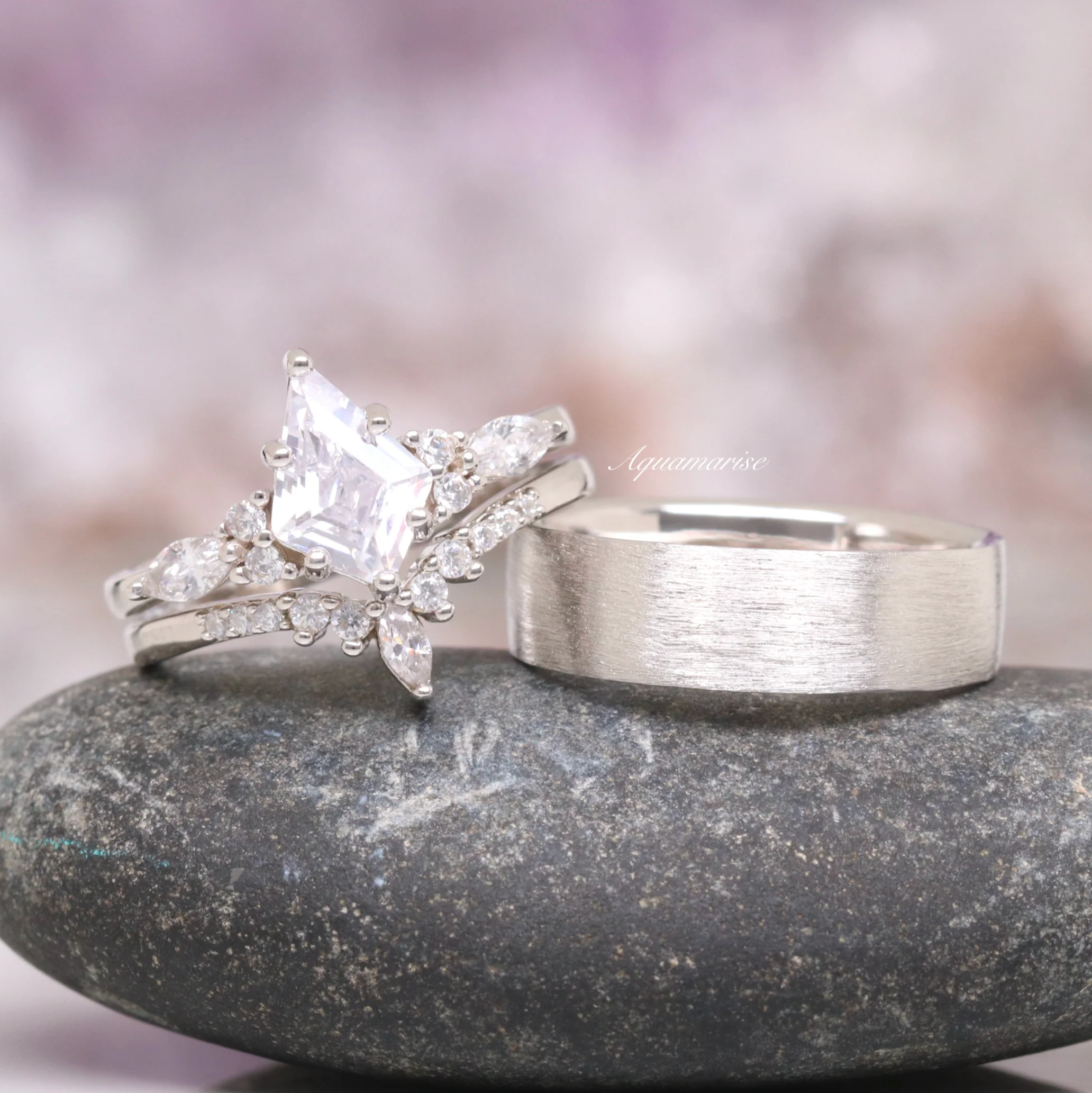 Skye Kite® Moissanite Engagement Ring Set in 14K White Gold - Image 2
