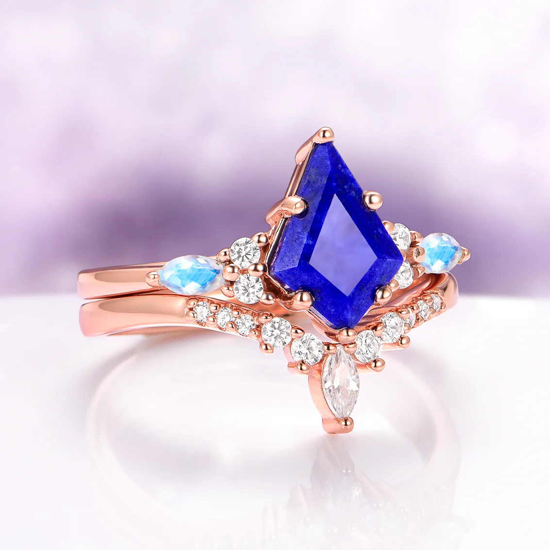 Skye Kite® Lapis Lazuli & Moonstone Couples Ring Set - Image 6
