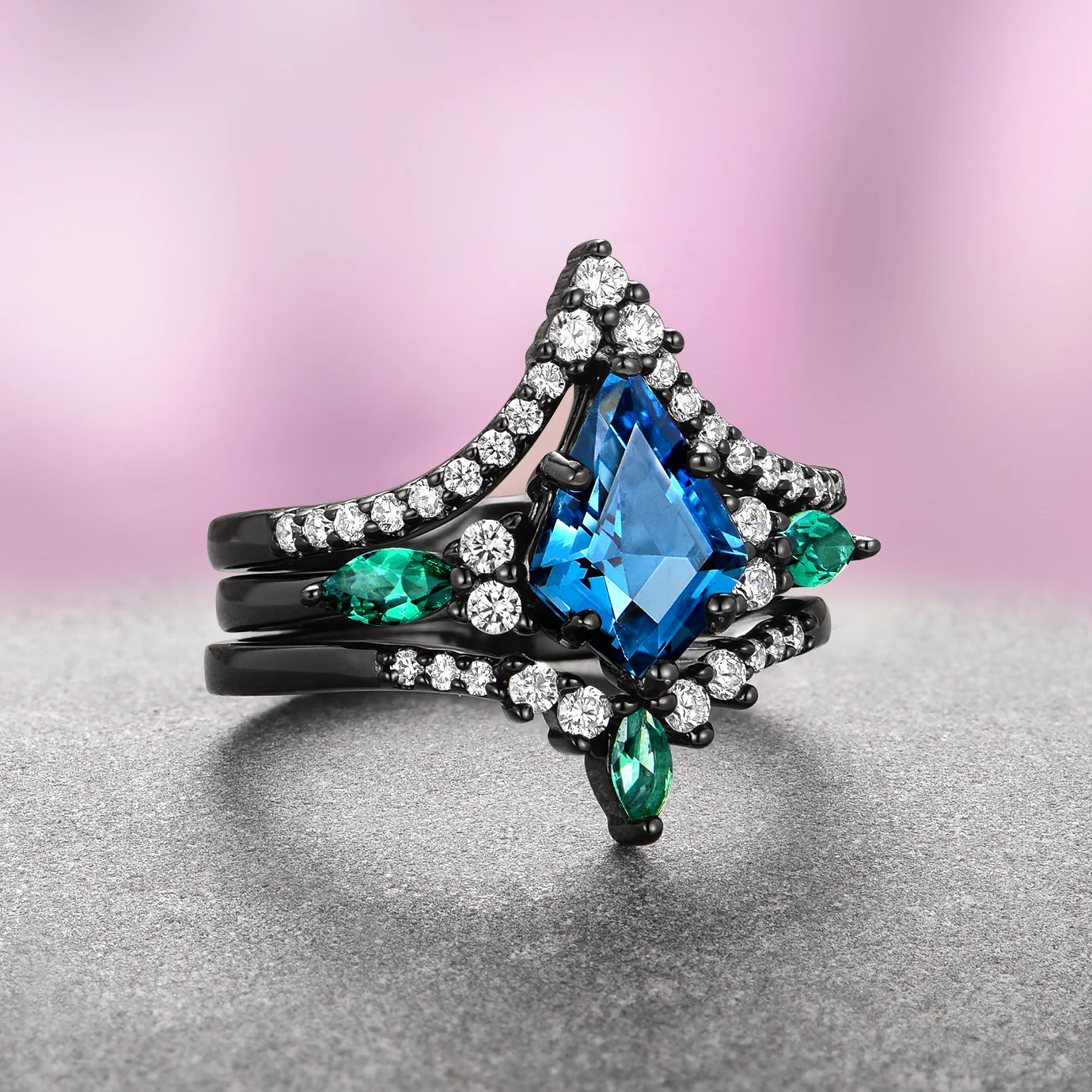 Skye Kite® London Blue Topaz & Abalone Shell Couples Ring Set - Image 4