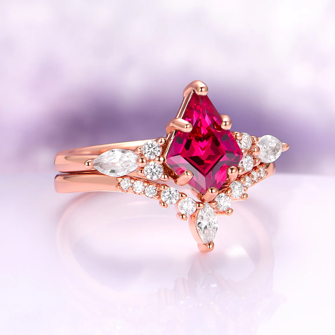 Skye Kite® Lab-Grown Ruby Engagement Ring Set in 14K Solid Rose Gold - Image 6