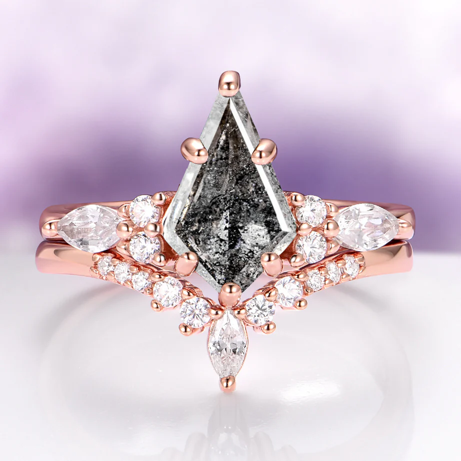 Skye Kite® Galaxy Salt & Pepper (Herkimer) Diamond & Meteorite Couples Ring Set - Image 3