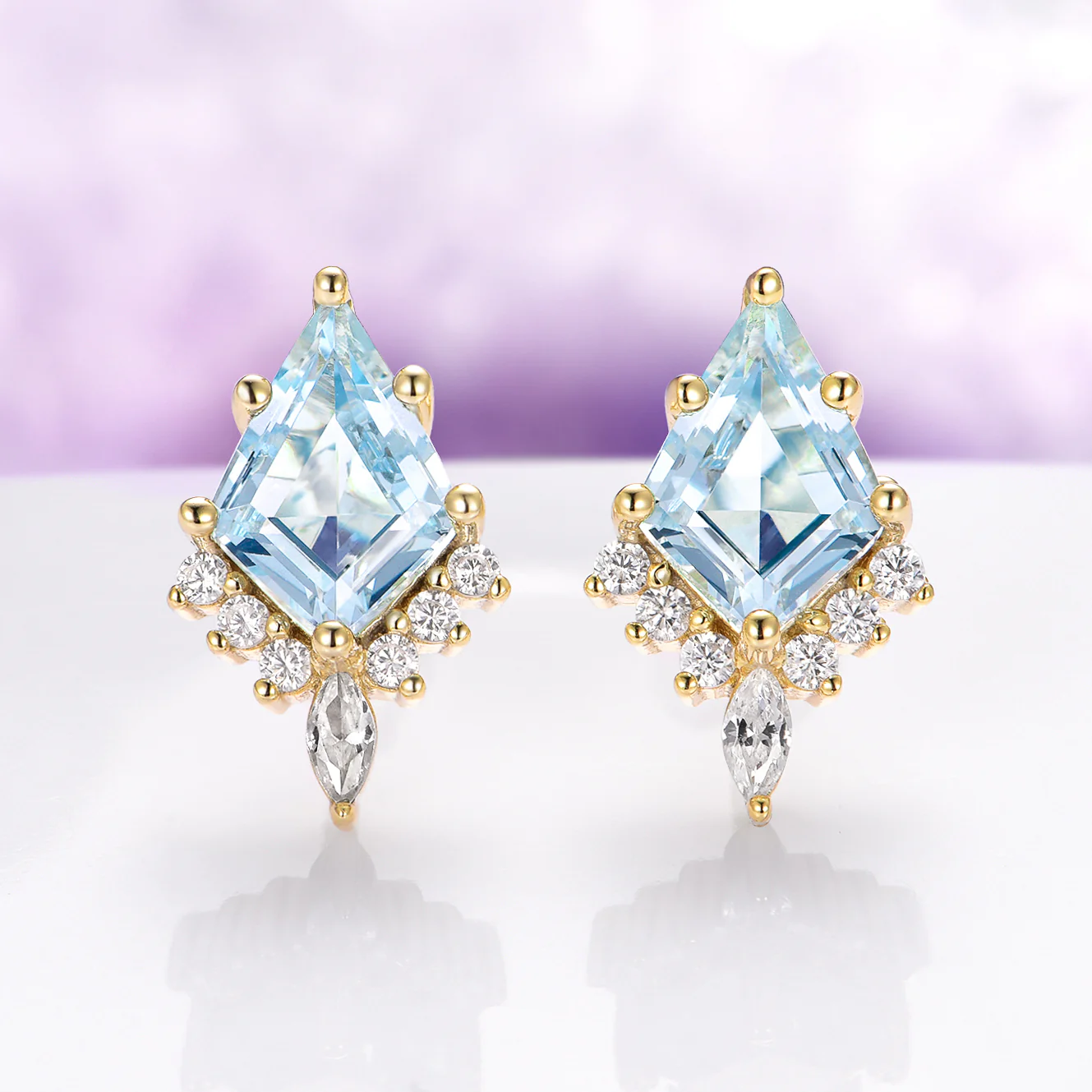 Skye Kite® Aquamarine Stud Earrings in 14K Yellow Gold Vermeil